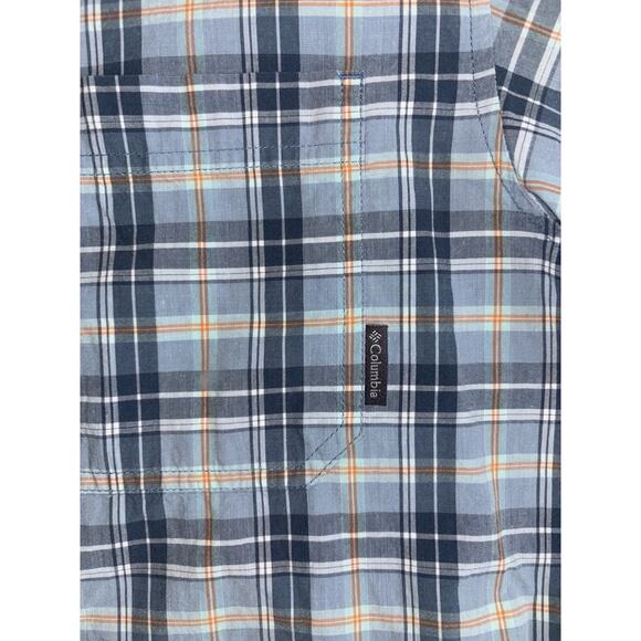 Columbia Men's Button Down Shirt Size XL Blue Plaid Chest Pocket 100% Cotton EUC - Picture 6 of 11